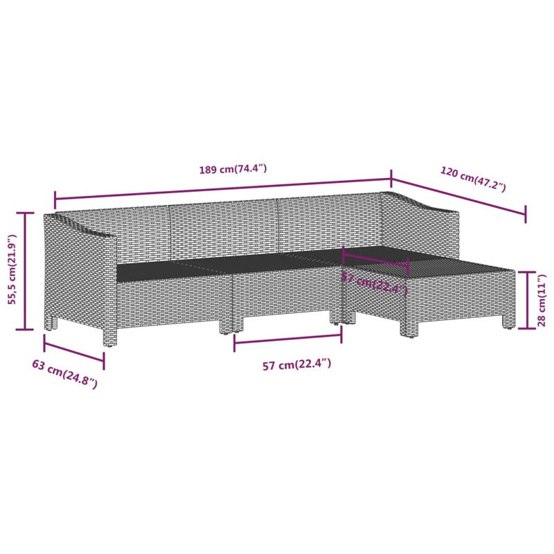 Chontel 24.8'' Outdoor Patio Sectional Set