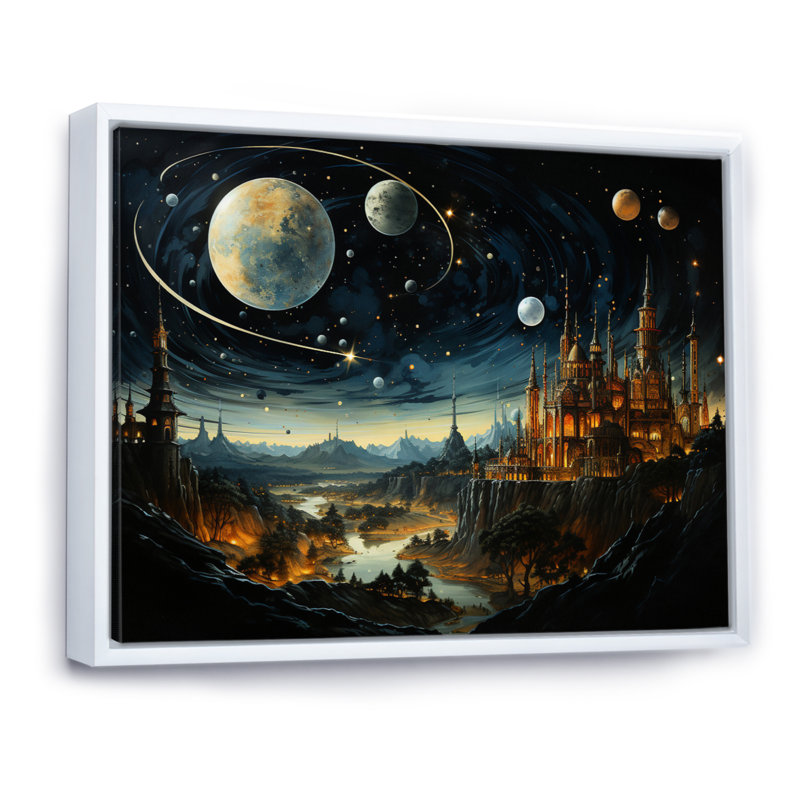 " Islam Art Islamic Astronomy III ", H 34 po x l 44 po x P 1,5 po, Cadre flottant blanc