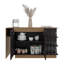 Îlot de cuisine avec armoire de rangement et porte-verre à vin, wengé et chêne naturel Urie