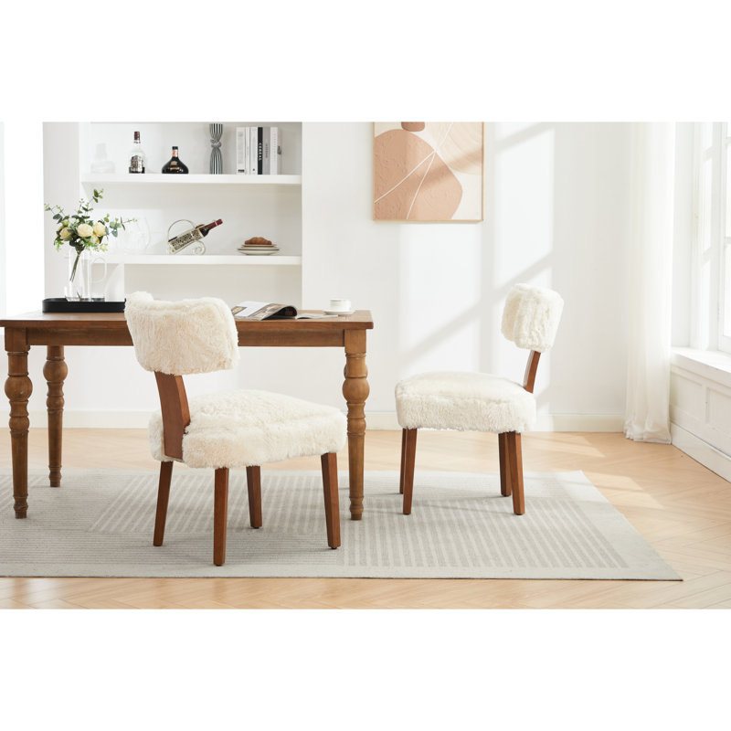 De 2 chaises de salle à manger sans accoudoirs modernes avec dossier à oreilles ergonomique, siège rembourré de mousse, pieds réglables, espaces de vie, dossier à l'arrière, structure en bois massif rembourré, maison