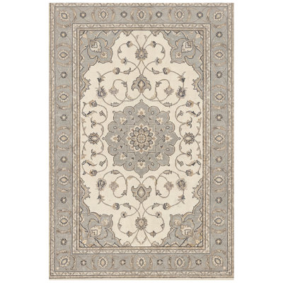 Tapis écologique traditionnel à médaillon, style persan, or, gris, beige, antidérapant, à poils courts, pour intérieur et extérieur, adapté aux animaux domestiques, salon, chambre, salle à manger, entrée, couloir, bureau, lavable