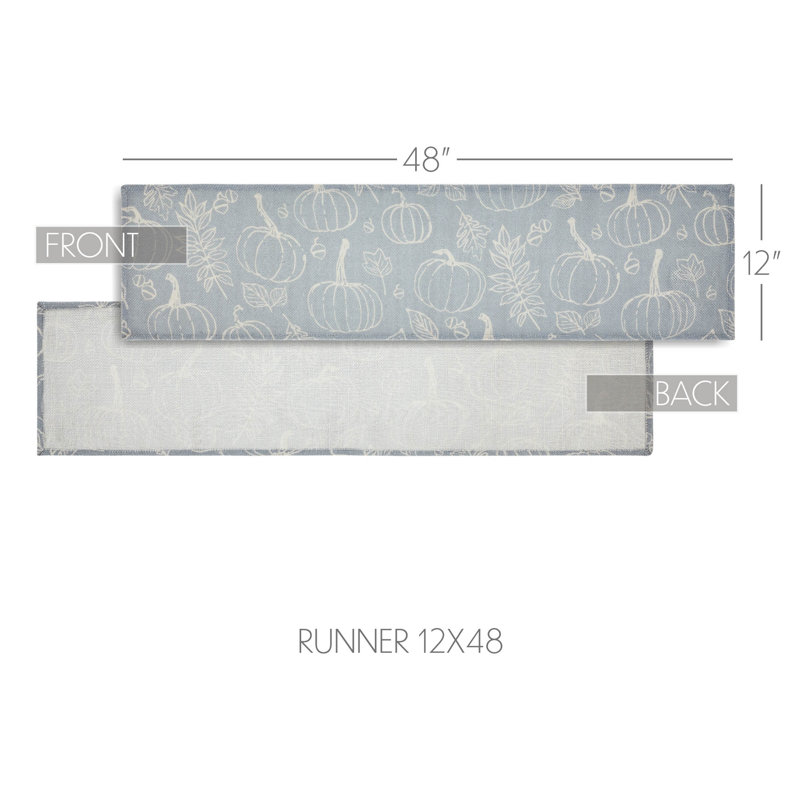 Tattersall Rectangle Floral 100% Recycled Plastic (PET) Table Runner, 48" L x 12" D