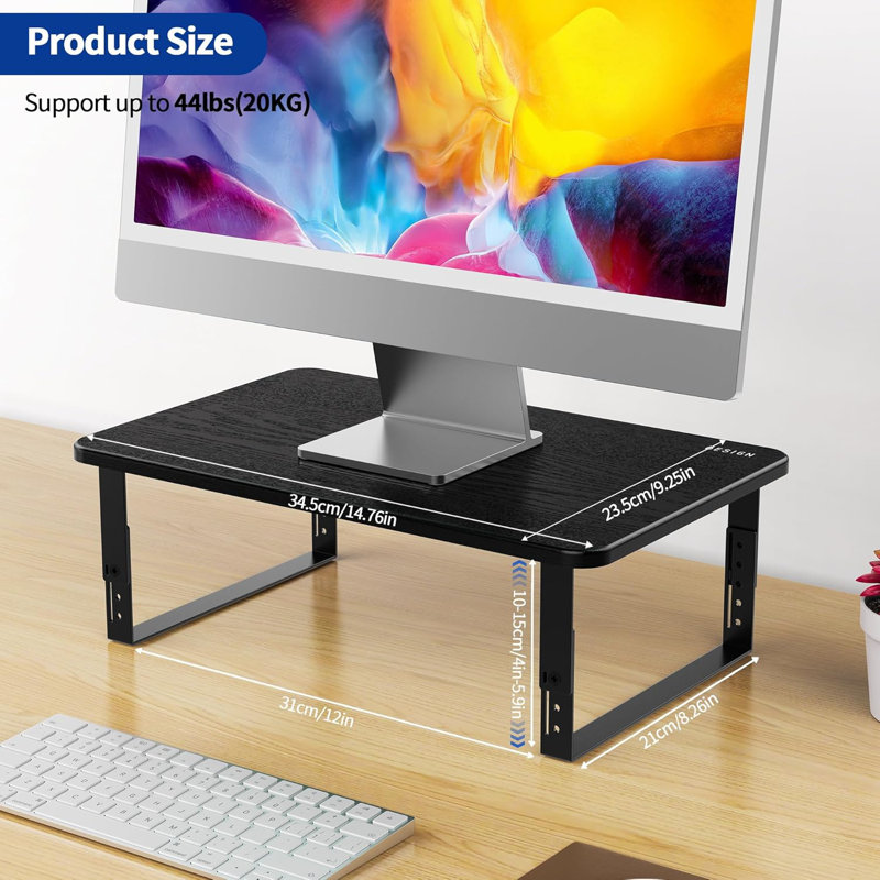 Monitor Stand Riser, Height Adjustable Laptop Stand, Computer Monitor Stand For Monitor, Computer,Laptop,Printer (Black)