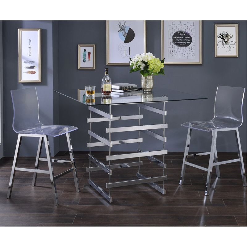 Chaises de hauteur de comptoir modernes (de 2) avec dossier transparent et structure en métal - Élégantes pour les salles à manger Acrylique (2) Tables de pub adaptées pour îlot de cuisine