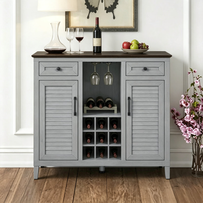 Armoire de bar 47,44 po Elishia, Gris