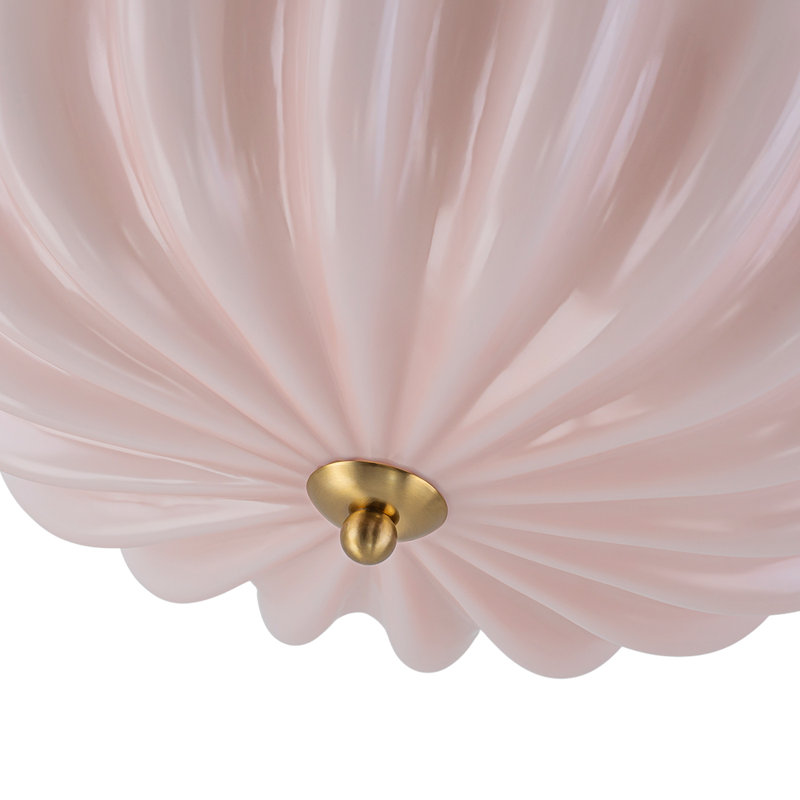 3-Light Pleated Flower Glass Semi Flush Mount