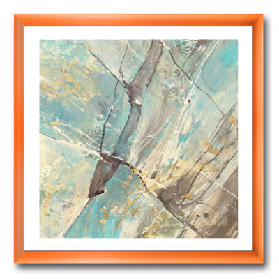 «Minéral Landscape in Blue, Cream and Brown», reproduction sur toile encadrée