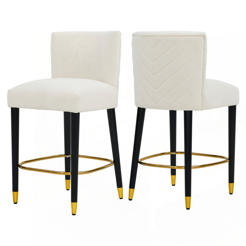 Tabouret de bar avec repose-pieds élégant et revêtement moelleux pour une expérience luxueuse, Beige