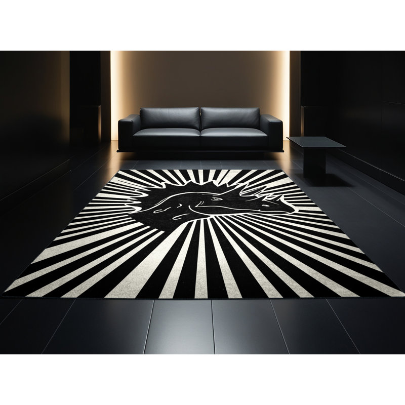 Tapis vert / noir éclatant Styracosaurus Pavanvir, 7 x 10