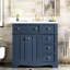 Meuble-lavabo bleu 36 po - Lavabo en résine et structure en bois massif 3 tiroirs