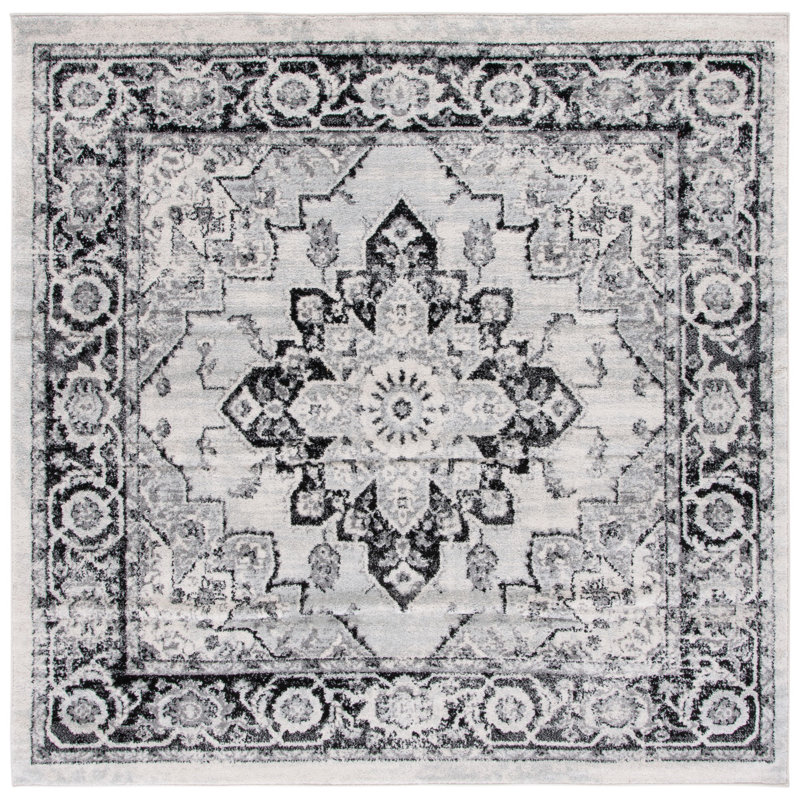 Tapis ivoire / noir Tulum 279, Carré 6 pi 7 po
