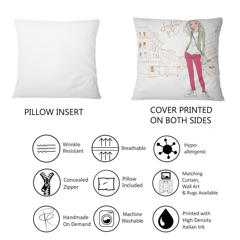 Coussin Rectangle, Trendy Fashion Girl II - Art imprimé pour enfants
