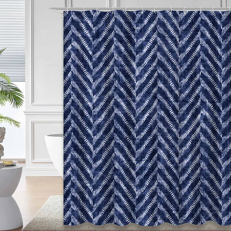 Rideau de douche Folk Herringbone Indigo, L 72 po x l 78 po