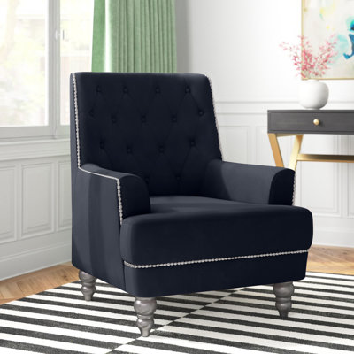 Fauteuil capitonné en velours l 30 po Zaria