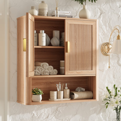 Bathroom Storage Cabinet With Adjustable Shelves, Over The Toilet Organizer For Laundry Room, Kitchen & Living Room, Medicine Cabinet With Wood Doors