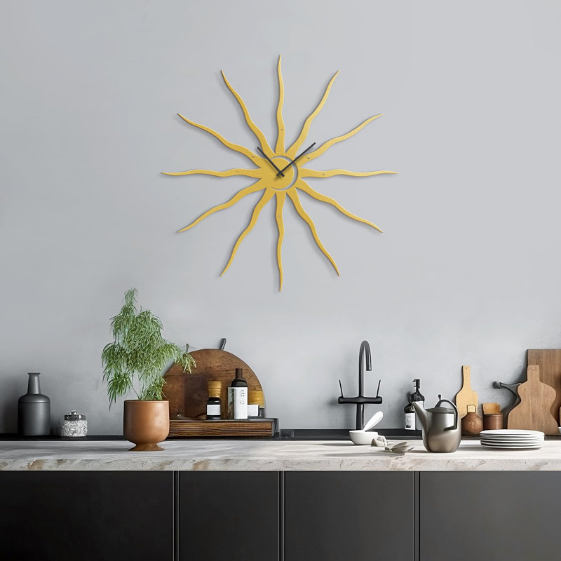Metal Wall Clock, 24" W x 24" H, Gold