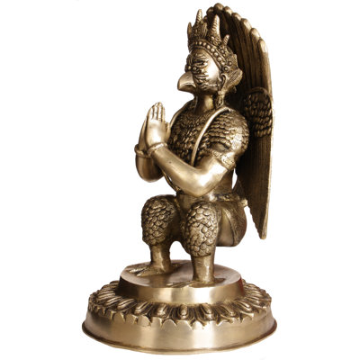 Handcrafted Brass Garuda Statue, 17 in. Tall     Hindu Mythological Bird Deity Figurine for Home Altar & Living Room