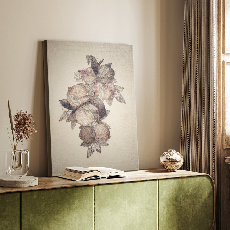 Imprimé floral rétro CCXIX - galerie Cavas sur mesure, H 12 po x l 8 po