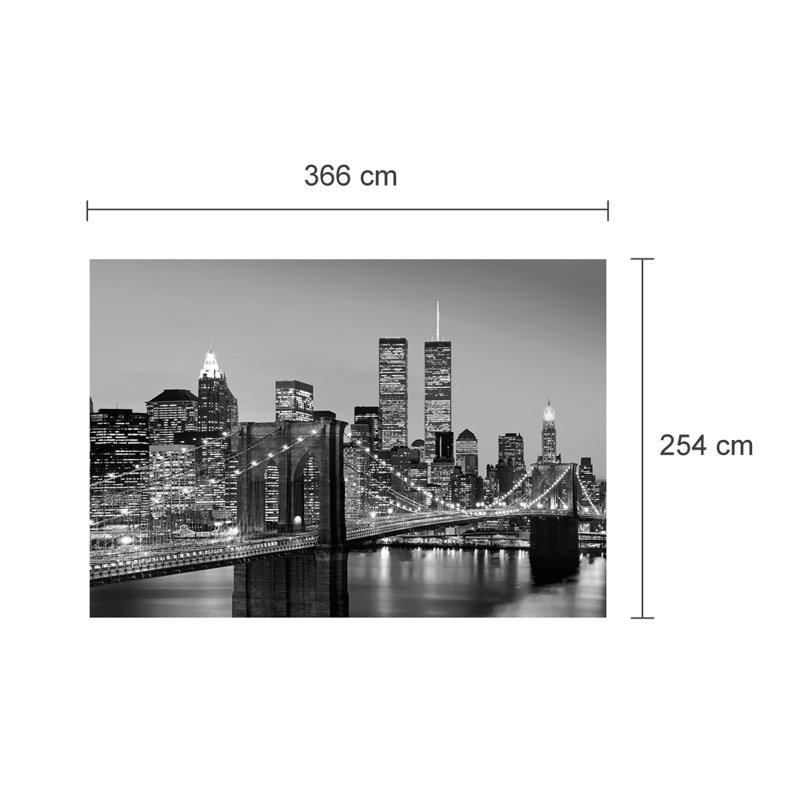 Manhattan Skyline at Night Wall Mural - 2.54m x 366cm