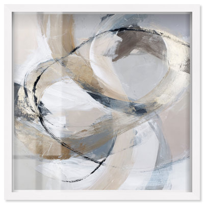 Gold Accent IV Shadowbox Print Large Abstract Art by Art Remedy, White Frame, 20 x 20