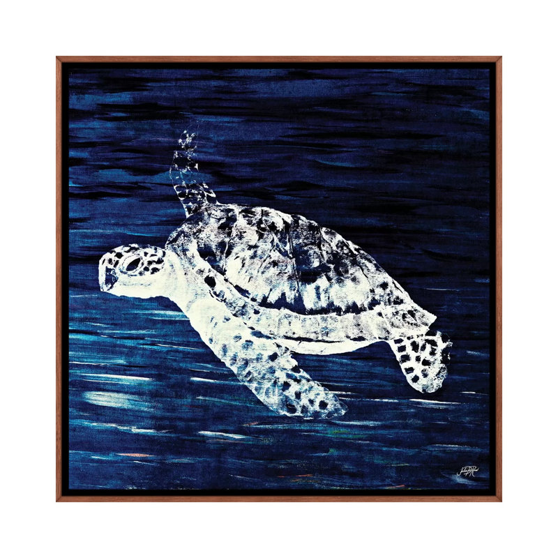 «Swimonge I» par Julie Derice - reproduction d'art, Aucun mat, H 18 po x l 18 po x 1,5 po, Toile classique avec cadre brun