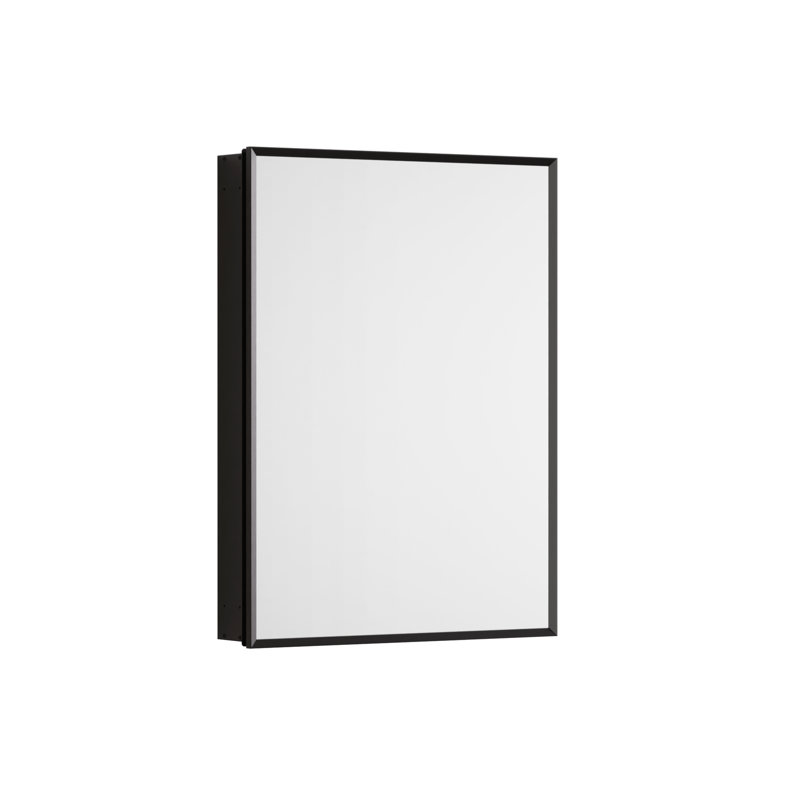 Armoire à pharmacie encastrée ou à surface avec miroir, H 24 po x l 16 po x P 5 po, Noir mat