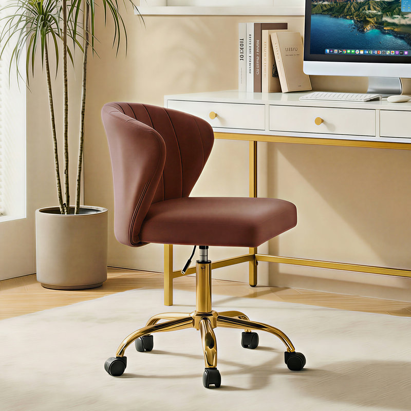 Adelynn Ergonomic Task Chair with Tufted Back, Burn Brick