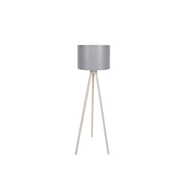 Elegant Floor Lamp with Grey Finish, MDF Body, 57.1 in Height | 15.7 in Diameter Shade, E27 Socket (Max 60W) | 78.7 in Cable with On/Off Switch | Modern Design for Living Room & Bedroom Lighting