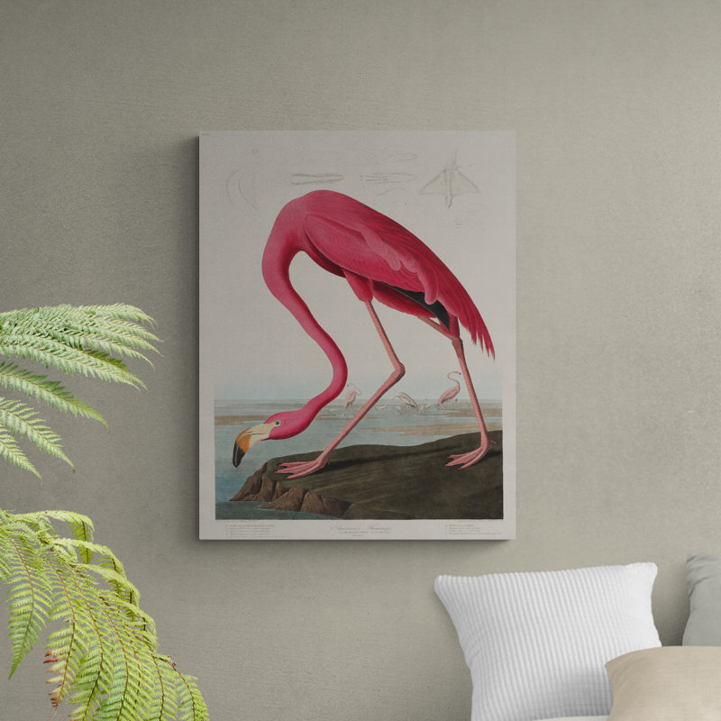 Pink Flamingo Vintage - Wrapped Canvas Print, 117cm H x 81cm W x 4cm D