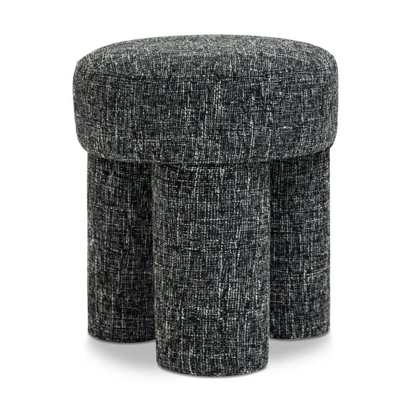 Larson 14.5" Wide Square Standard Ottoman, Black Polyester Fabric