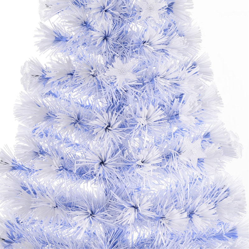 Arbre avec branches réalistes, lumières DEL multicolores - 180 pointes, blanc / bleu, instructions d'installation faciles Arbre de Noël artificiel, lumières, fibre optique, bouts Installation sans effort