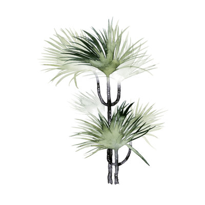 Palm In Watercolor I - Wrapped Canvas Art Prints