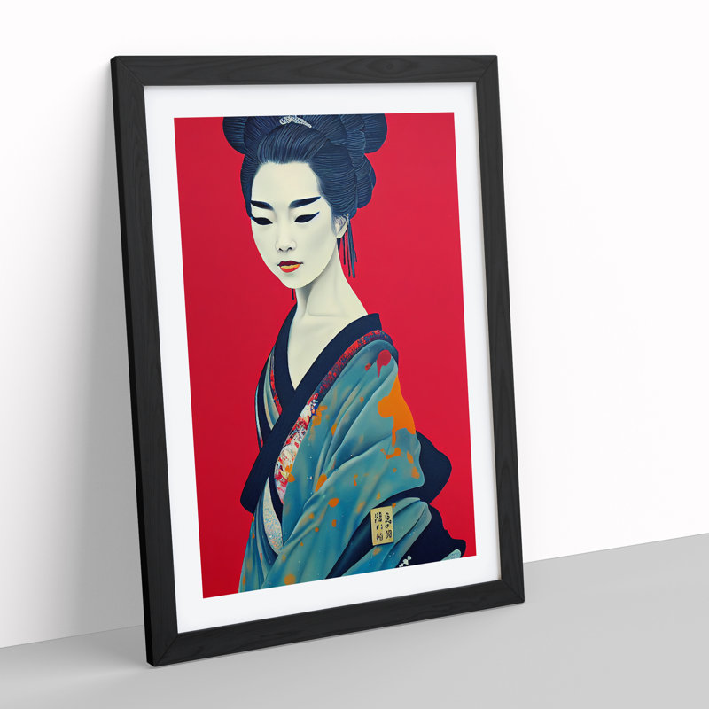 Charismatic Geisha - Single Picture Frame Print, Black, 34cm H x 25cm W x 2cm D