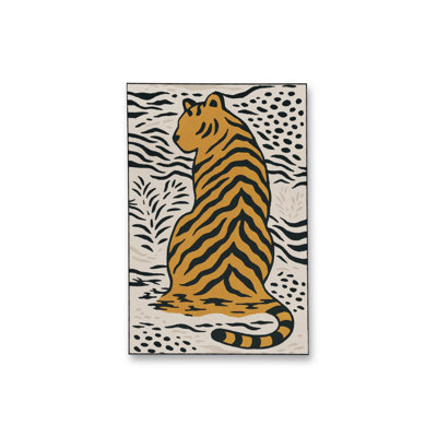 Tapis gris tissé à imprimé tigre Mosso