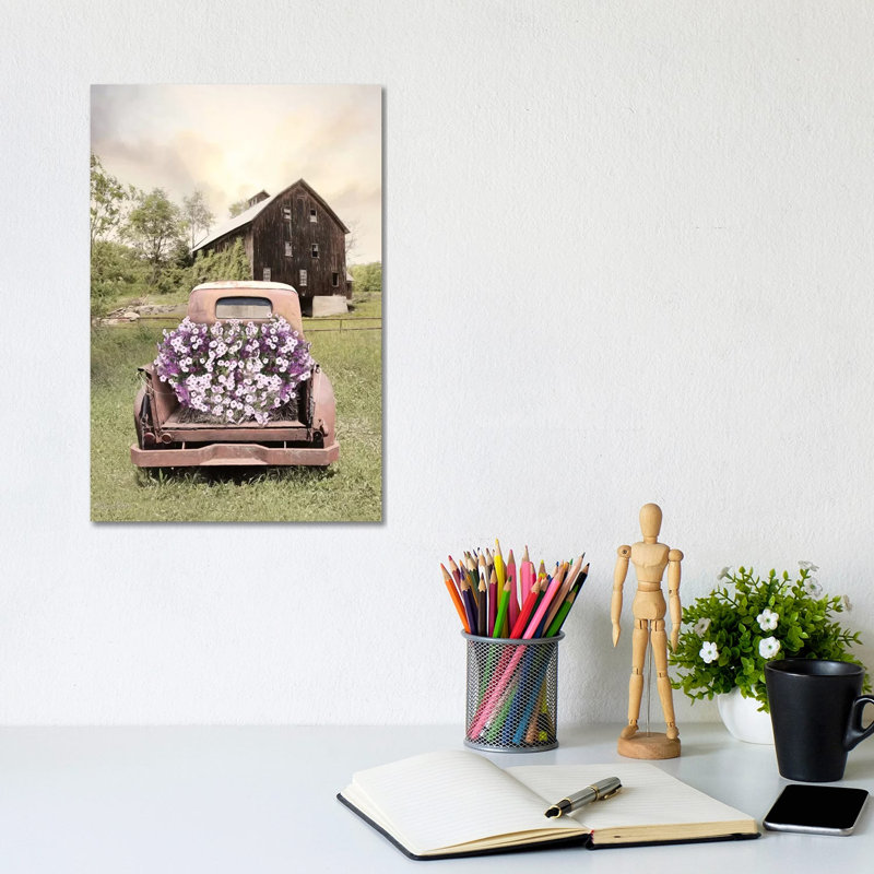 Camion pétunia - Giclée sur toile tendue avec châssis