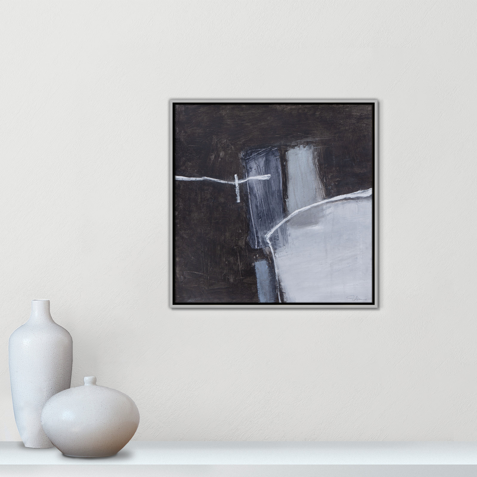 Graphite Gemstones I Print by Casa Fine Arts, Silver, 25.5" H x 25.5" W