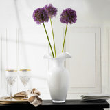 Glass Vase - White Glass Vase - Flair Top - 11.4" Height - Vase For Flower , Rose, Tulip , by Barski