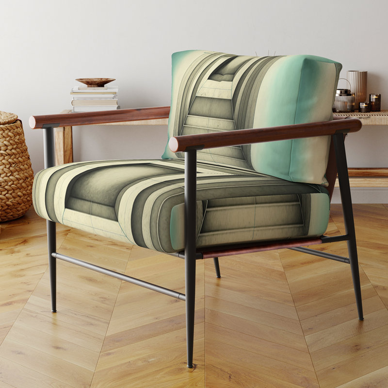 Dabo - Fauteuil rembourré à motif géométrique abstrait, Doré