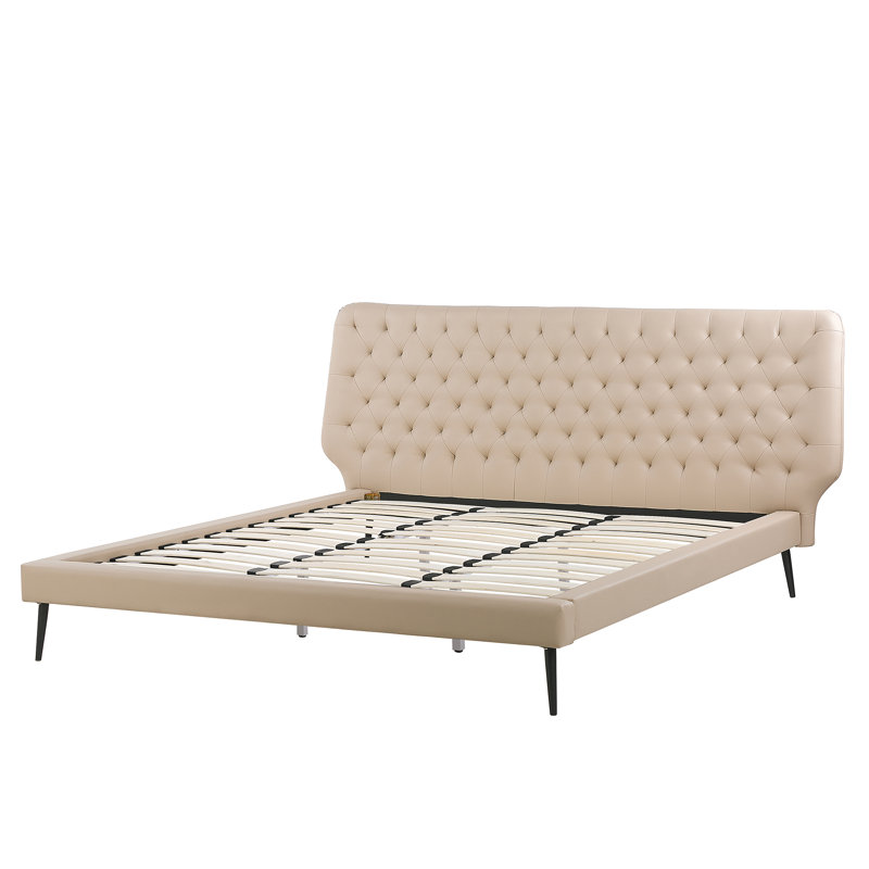 Jody Upholstered Faux Leather Bed, Super King (6'), Beige