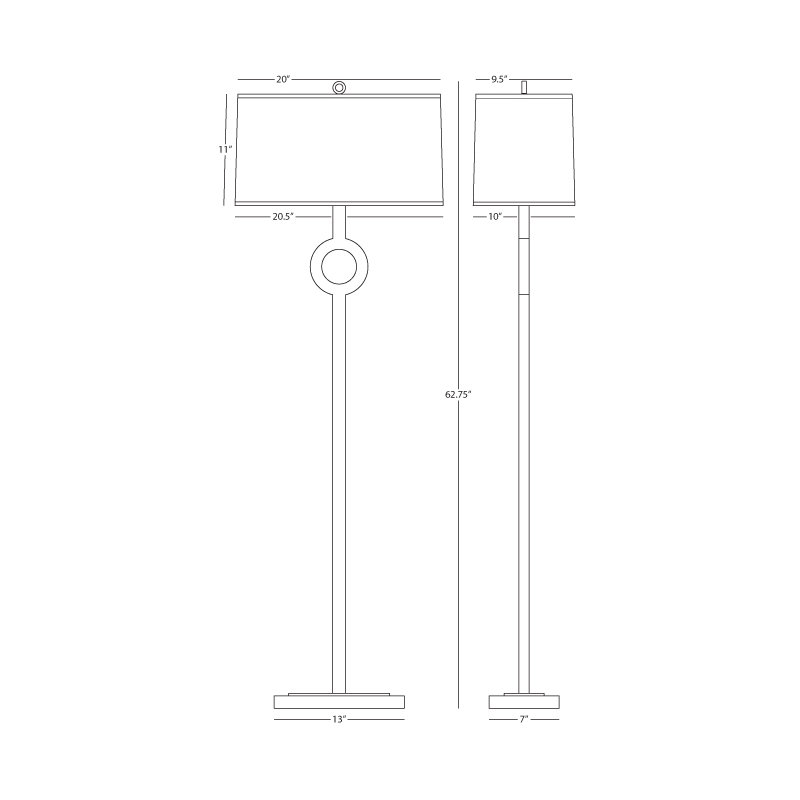 Srkashlteni Collection Floor Lamp - Modern Minimalist Lighting With Marble Base - Elegant Shannon Shade - 150W, Full Range Dimmer, UL Listed