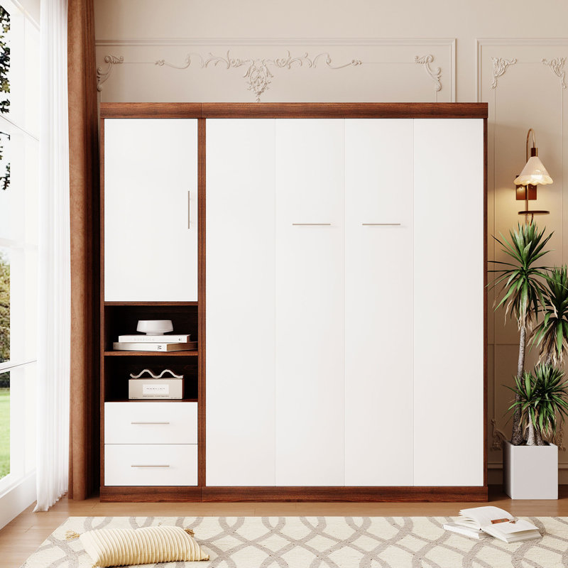 Lit escamotable double pleine grandeur avec armoire