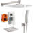 10 Inch Square High Pressure Rain Shower Head and Tub Faucet with Hand Shower,Adjustable Multi-Function Shower Head(Valve Included)-107203416
