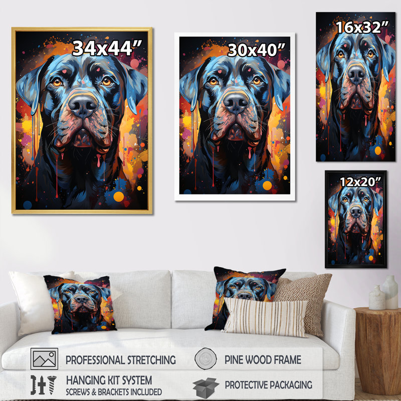 Cane Corso Confidence II sur toile, Toile tendue, H 32 po x l 16 po x P 1 po