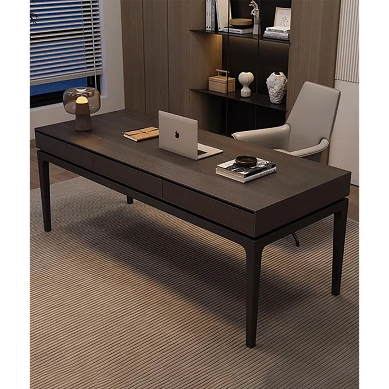 Bureau en bois massif clair et luxueux, 29.53" H x 62.99" W x 27.56" D