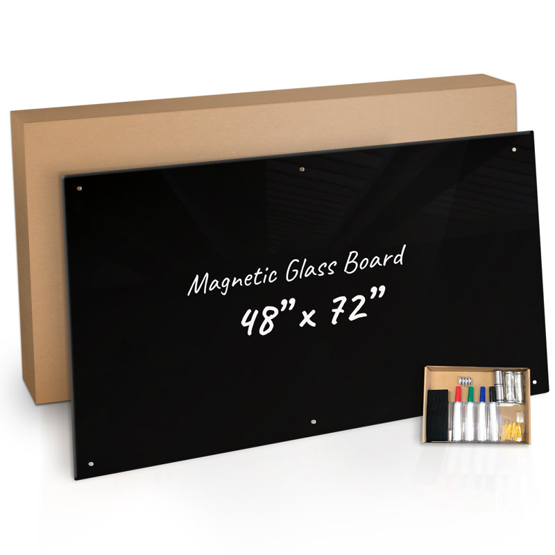 Panneau de verre mural Boissonneau, Noir, 48" x 72"