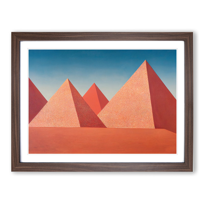 Pyramids - Single Picture Frame Print, 34cm H x 46cm W, Walnut Framed