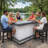 Sweetwater 8x4 L-Shape Wooden Bar with Two-Tier Bartop, Footrest & Storage Shelves for Home Entertaining
