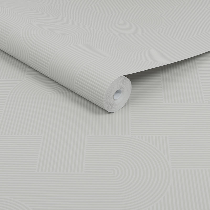 Sublime Geometric Vinyl Wallpaper Double Roll, Sand Gray