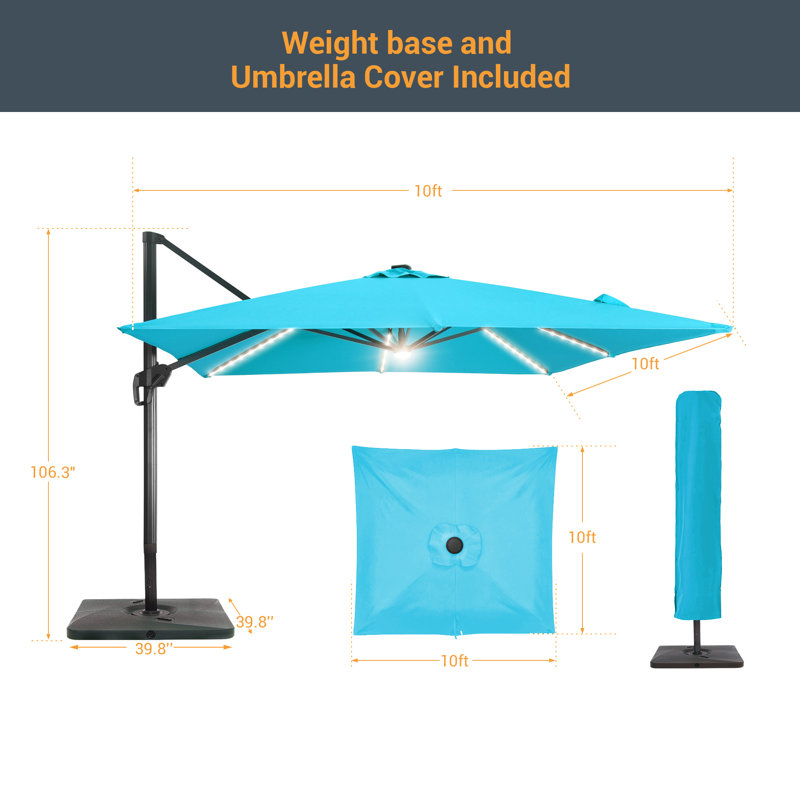 Parasol en porte-à-faux 120 po Lemay, Bleu lac