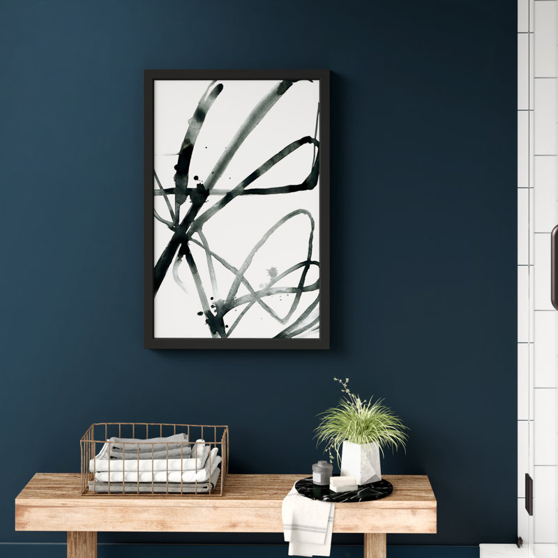 «Black Strokes» par Marmont Hill - reproduction d'art sur papier encadrée, H 36 po x l 24 po